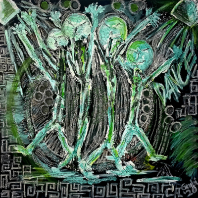 Dancing people - Mixed Media auf Leinwand 100 x 100 cm