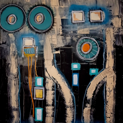 Face to face - Acryl + Ölstifte auf Leinwand 80 x 100 cm