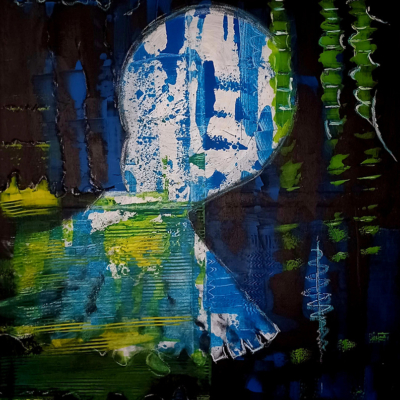 Jellyfish - Acryl + Ölstifte auf Leinwand 80 x 100 cm