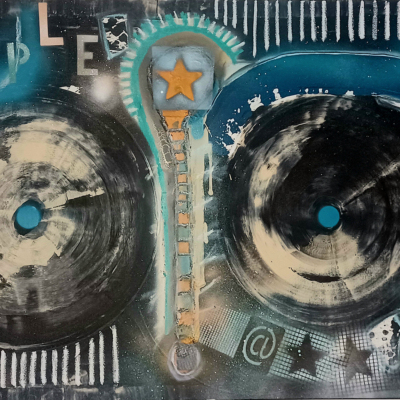 Purple Disco - Acryl + Ölstifte auf Leinwand 80 x 120 cm