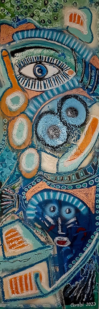 Take the cookie - Acryl + Ölstifte auf Leinwand 40 x 120 cm