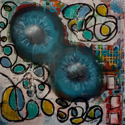 Blue eyes – Mixed Media auf Leinwand 120 x 120 cm