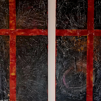 H (2-teilig) – Mixed Media auf Leinwand 80 x 80 cm