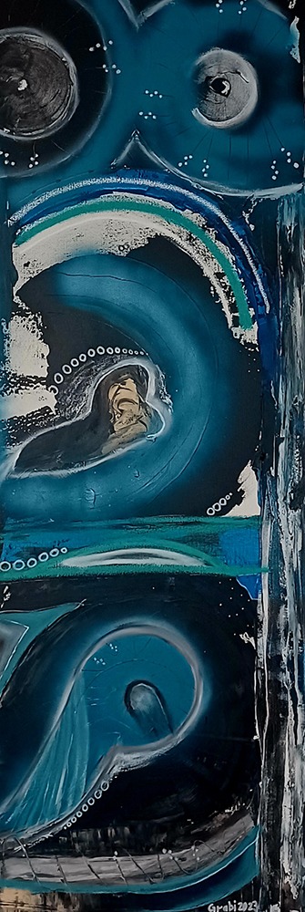 Underwater – Acryl + Ölstifte auf Leinwand 40 x 120 cm